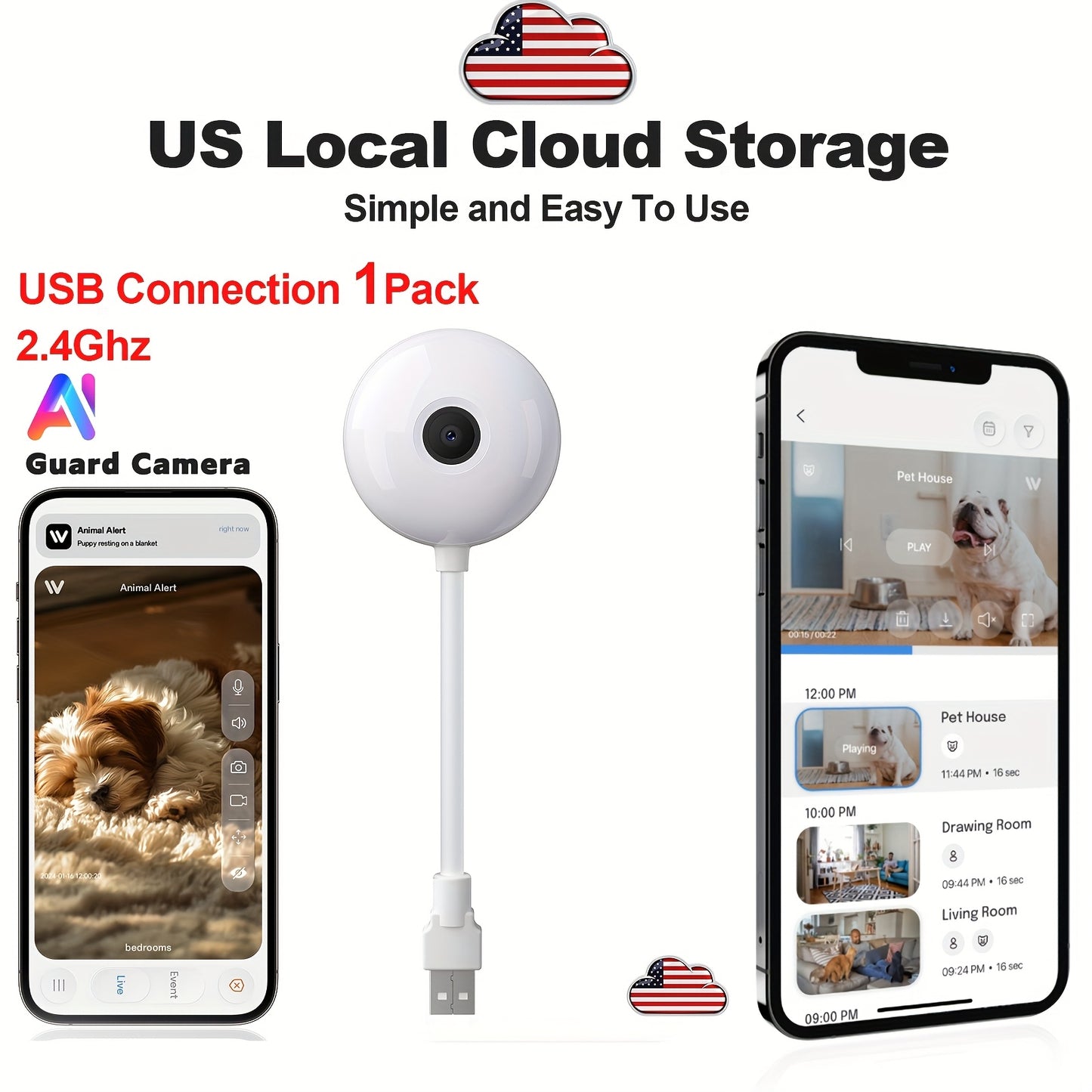 Security Camera Indoor Baby Monitor Pet Camera 360 Degree for Home Security Wireless, Dog Camera with 5/2.4 GHz WiFi, Two Way Audio Video Speaker, Smart Motion Tracking, Panoramic IR Night Vision, Compatible with Alexa And Ph