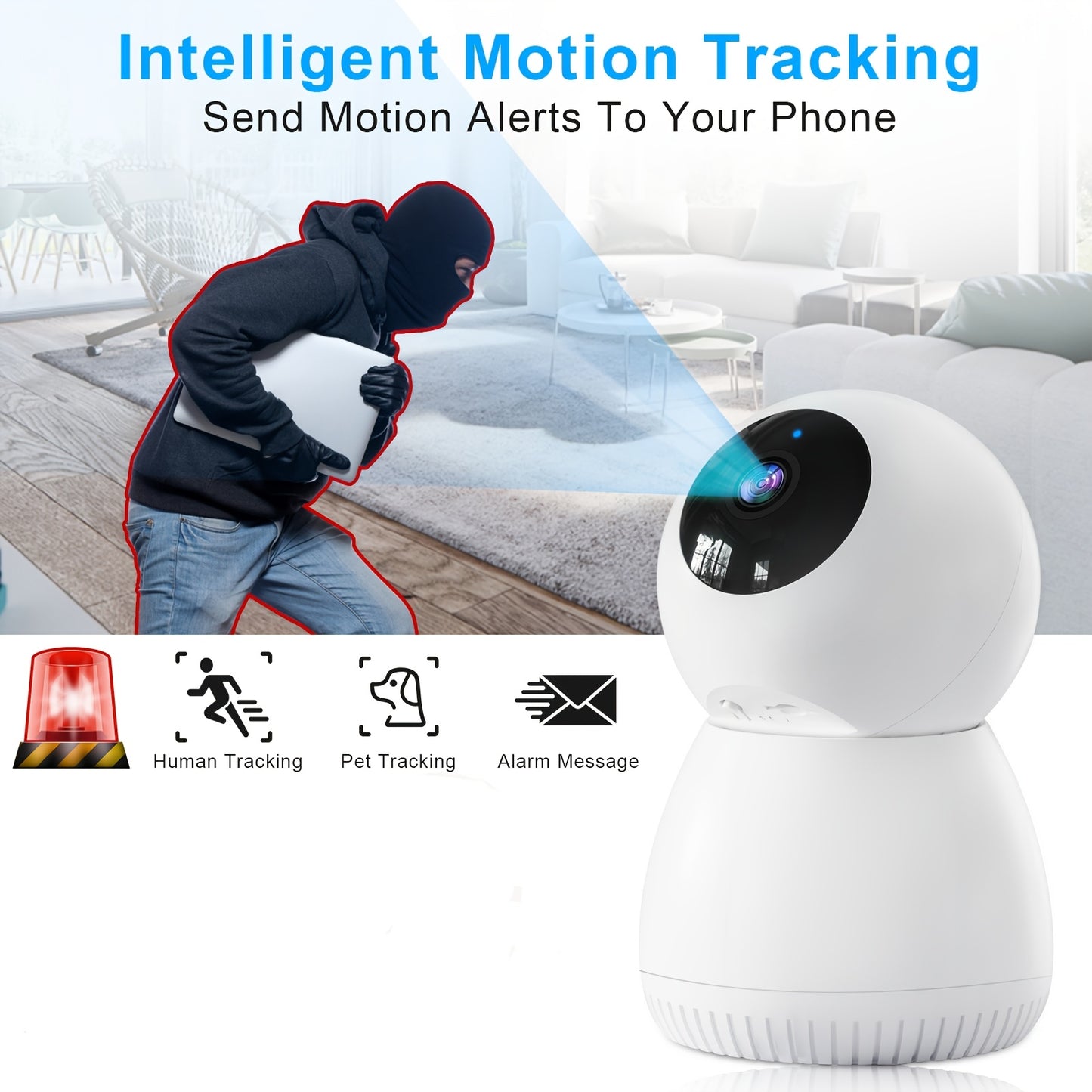 Security Camera Indoor Baby Monitor Pet Camera 360 Degree for Home Security Wireless, Dog Camera with 5/2.4 GHz WiFi, Two Way Audio Video Speaker, Smart Motion Tracking, Panoramic IR Night Vision, Compatible with Alexa And Ph