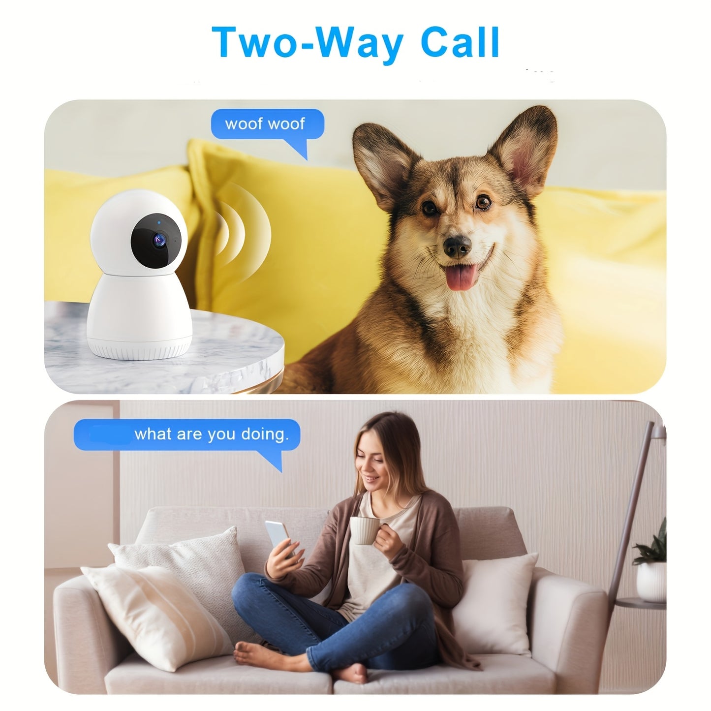 Security Camera Indoor Baby Monitor Pet Camera 360 Degree for Home Security Wireless, Dog Camera with 5/2.4 GHz WiFi, Two Way Audio Video Speaker, Smart Motion Tracking, Panoramic IR Night Vision, Compatible with Alexa And Ph