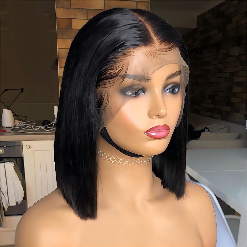 250% Brazilian Bone Straight Short Bob 13x6 Lace Frontal Human Hair HD Transparent Lace Front Bob Wig For Women