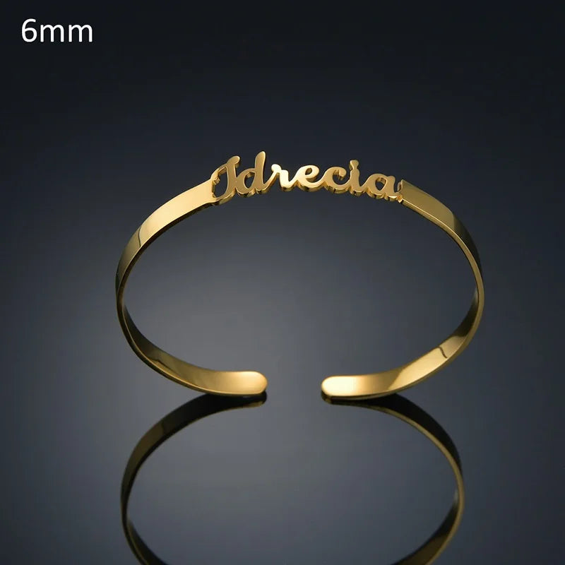 New Stainless Steel Customized Bangle Personalized Nameplate Letter Heart Bracelet For Women Girl Jewelry Wedding Gift