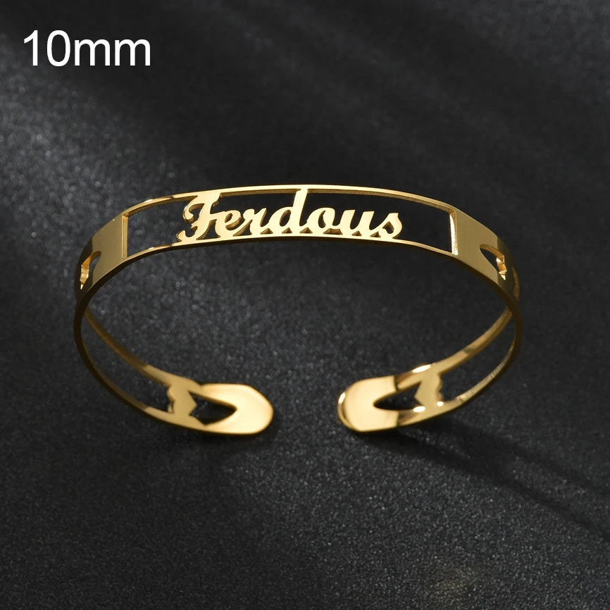 New Stainless Steel Customized Bangle Personalized Nameplate Letter Heart Bracelet For Women Girl Jewelry Wedding Gift