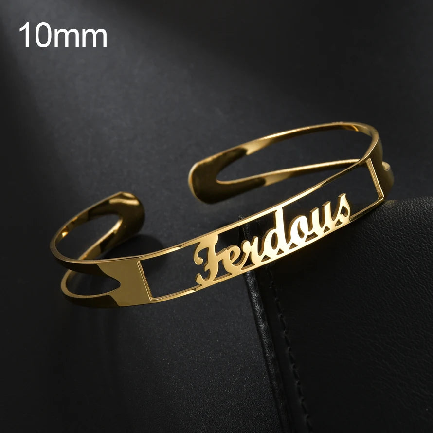 New Stainless Steel Customized Bangle Personalized Nameplate Letter Heart Bracelet For Women Girl Jewelry Wedding Gift