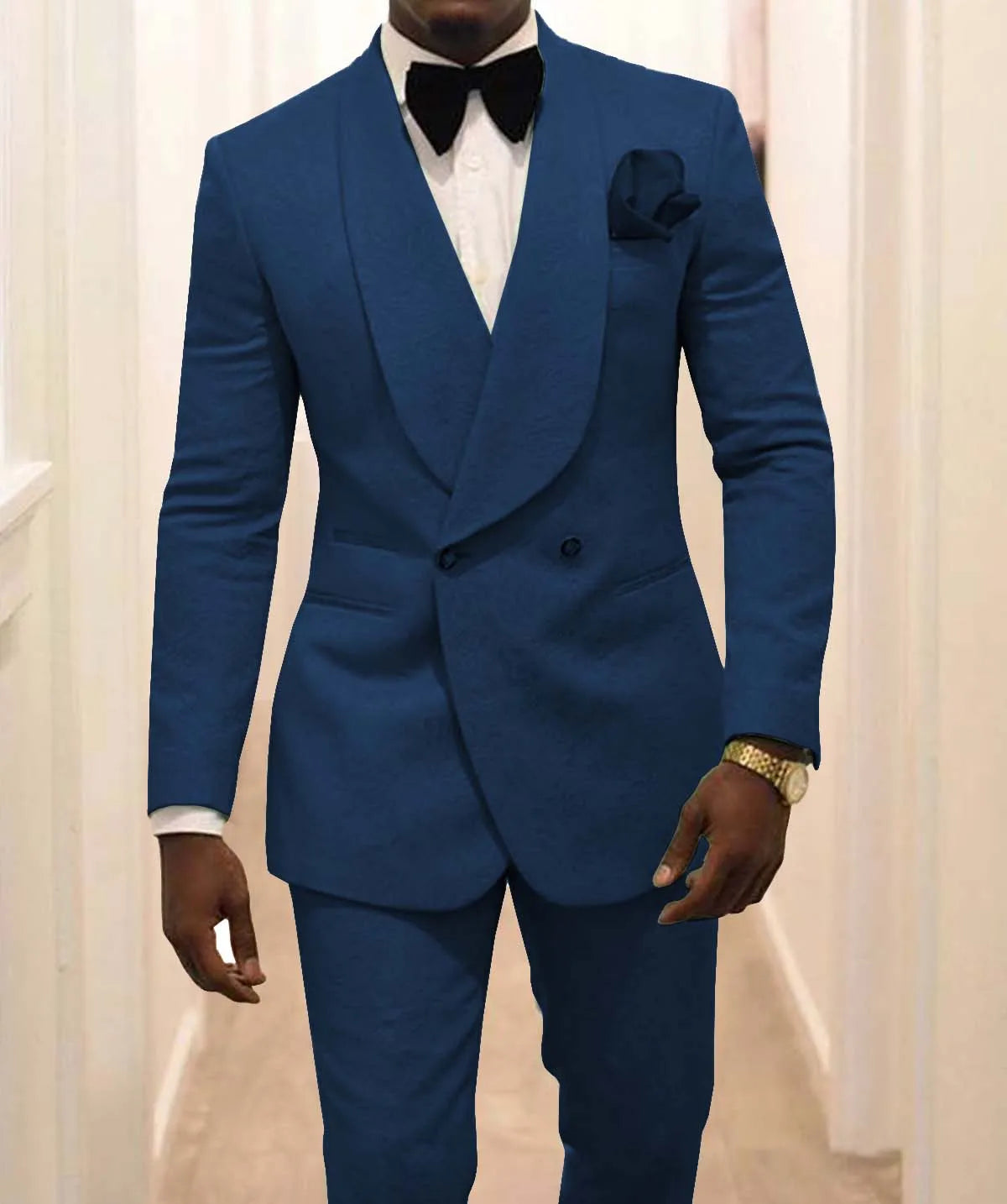White Pattern Groom Tuxedos Shawl Lapel Men Suits 2 Pieces Wedding Best Man ( Jacket+Pants+Tie )