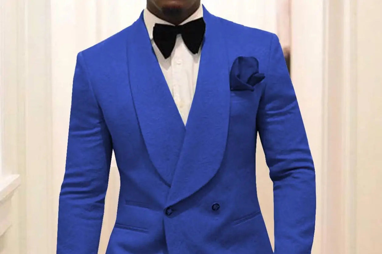 White Pattern Groom Tuxedos Shawl Lapel Men Suits 2 Pieces Wedding Best Man ( Jacket+Pants+Tie )