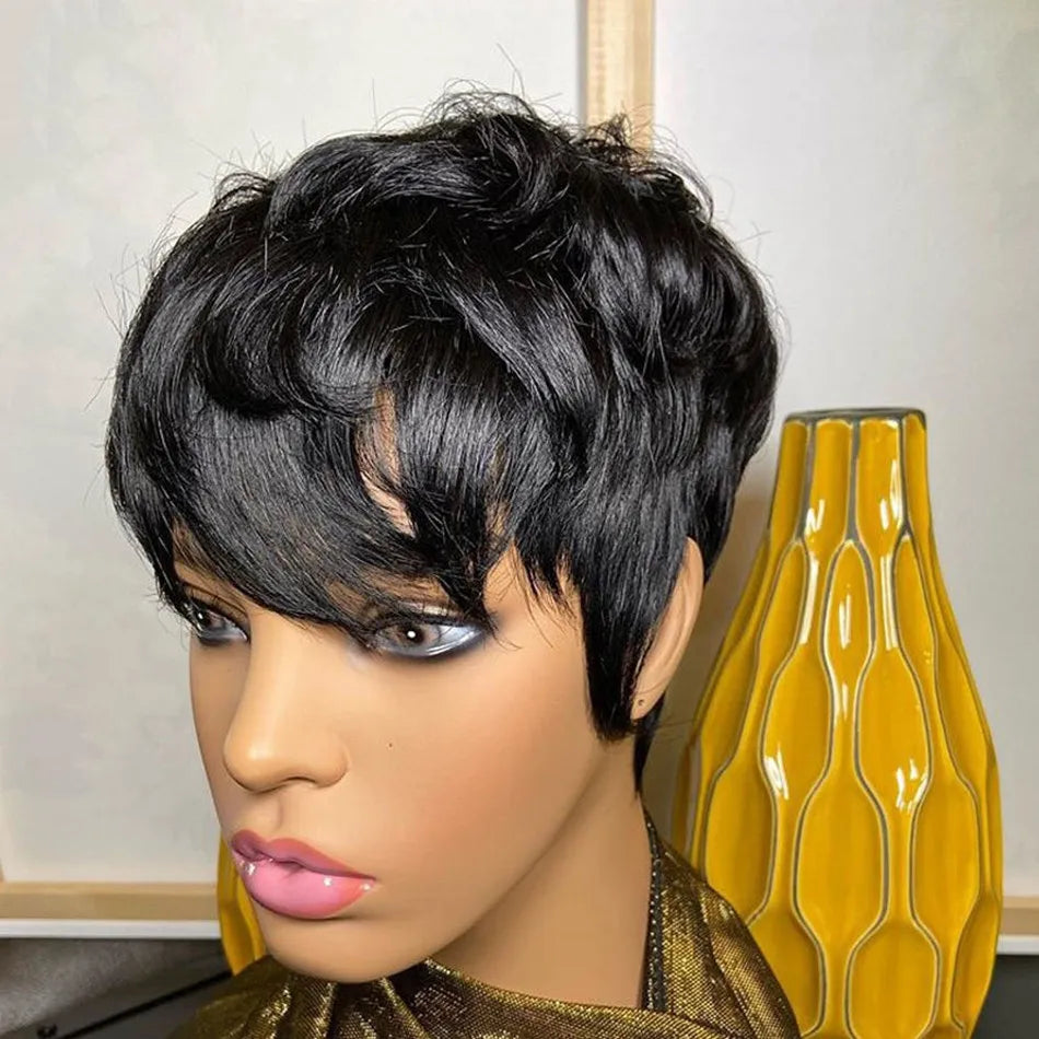 Pixie Cut Wig Full Machine No Lace Brazilian Remy Hair wig for Women