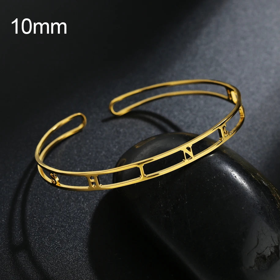 New Stainless Steel Customized Bangle Personalized Nameplate Letter Heart Bracelet For Women Girl Jewelry Wedding Gift