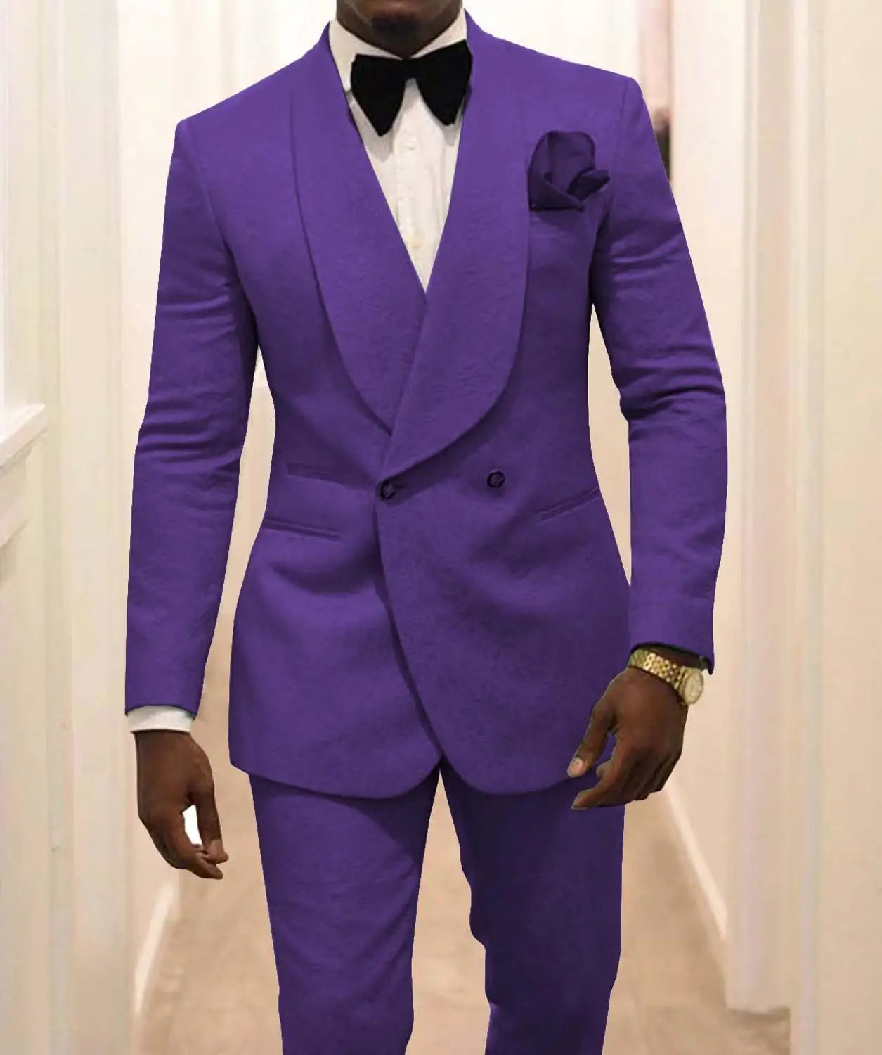 White Pattern Groom Tuxedos Shawl Lapel Men Suits 2 Pieces Wedding Best Man ( Jacket+Pants+Tie )