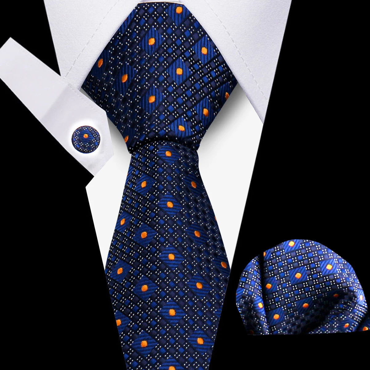 Tie For Men Classic Plaid Handkerchiefs Red Necktie Cufflinks For Men Blouse Business Wedding Accessories Women Collar Man Gift
