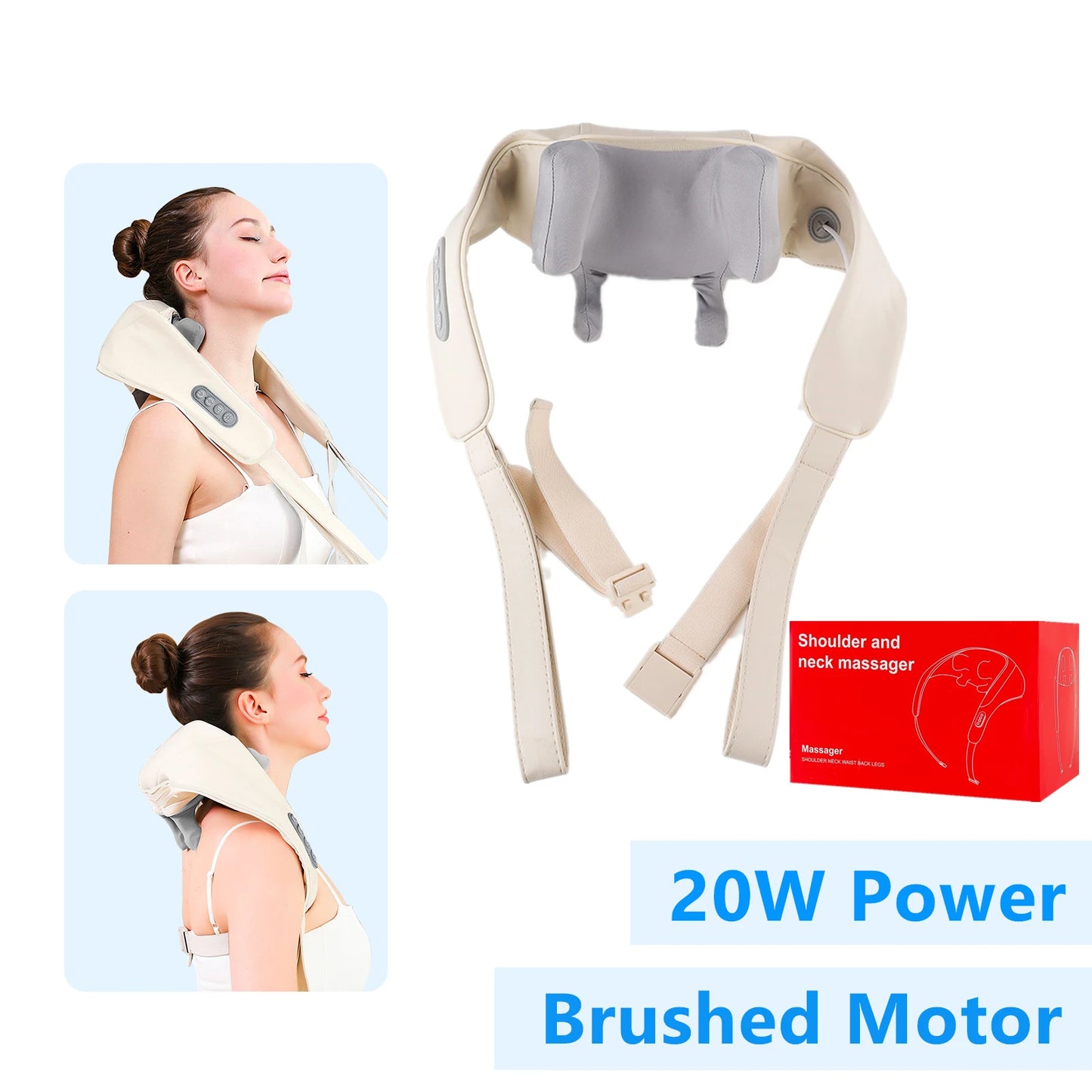 26W Brushless Motor Neck And Shoulder Massager Wireless Shoulder And Back Kneading Massage Shawl Neck