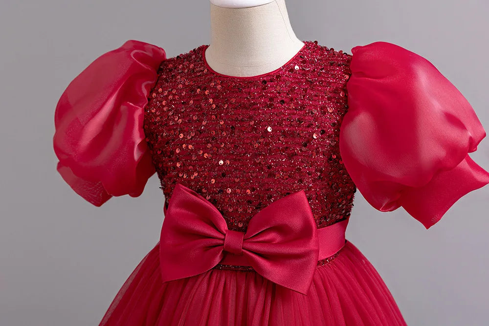 Beautiful dress for girl 4-12 years old flower girl wedding dress evening dress sequin girl party dress Christmas performance host speeches new models