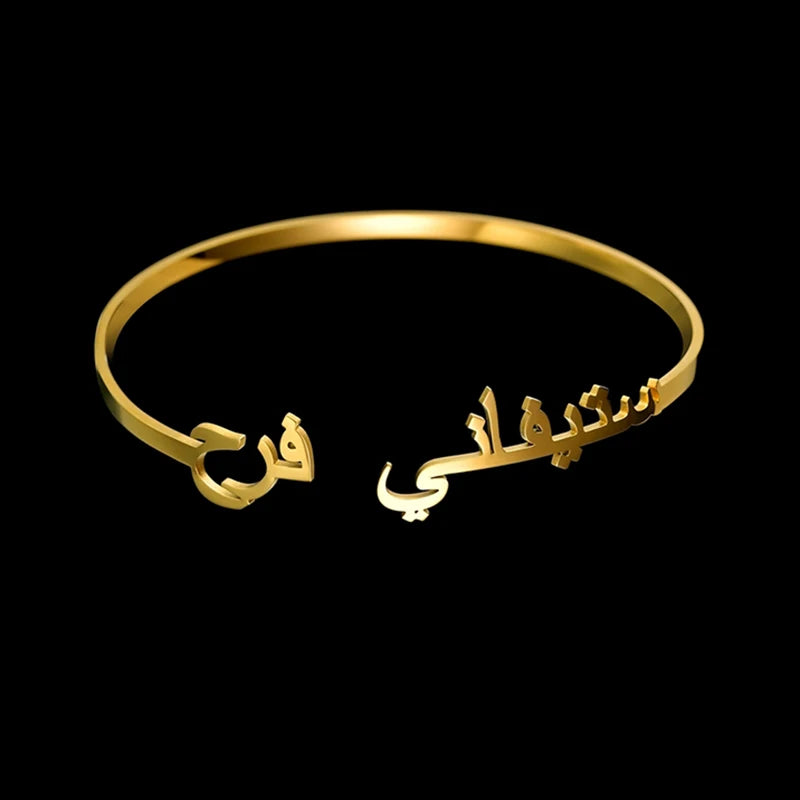 New Stainless Steel Customized Bangle Personalized Nameplate Letter Heart Bracelet For Women Girl Jewelry Wedding Gift