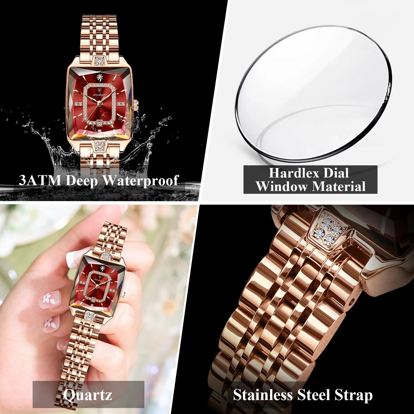 Top Elegant Women Wristwatch Waterproof Date Ladies Watch Stainless Steel Rectangle Quartz Women's Watches Female Reloj