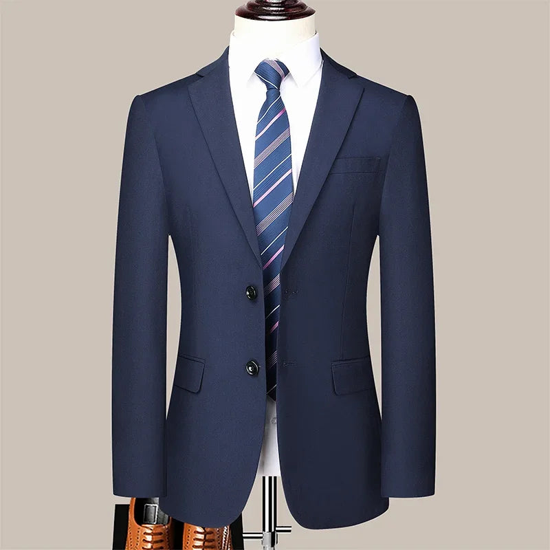 Men's 2024 Slim-fit Two-button Business Suit Professional Work Formal Two-piece Set Trousers Included S-6XL