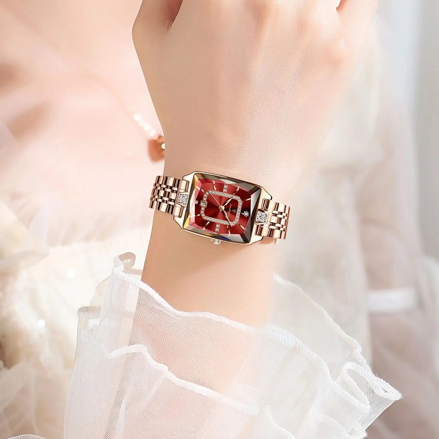 Top Elegant Women Wristwatch Waterproof Date Ladies Watch Stainless Steel Rectangle Quartz Women's Watches Female Reloj