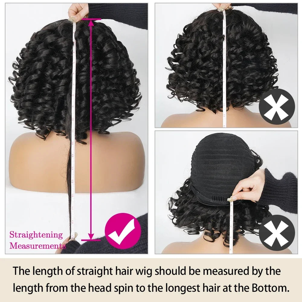 Big Curly Bob Wigs with Bangs Short Rose Curly Brazilian Virgin Human Hair Wig For Women Glueless Bouncy Curly Human Hair Wigs
