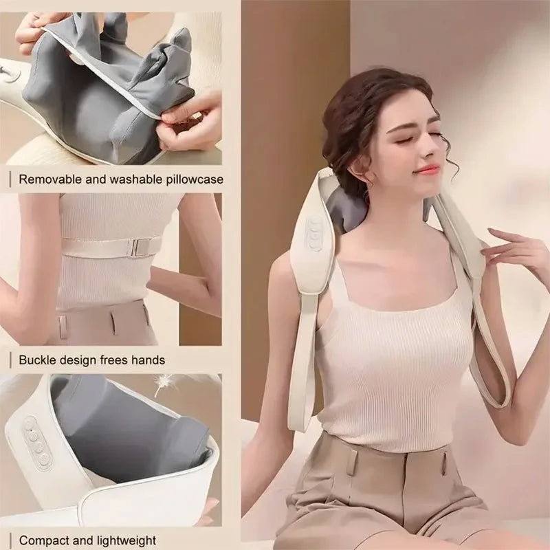 My Annes Wireless Neck Massager With Hot Compress Neck And Back Shoulder Shiatsu Kneading Massage Shawl Neck Cervical Relaxing Trapezius