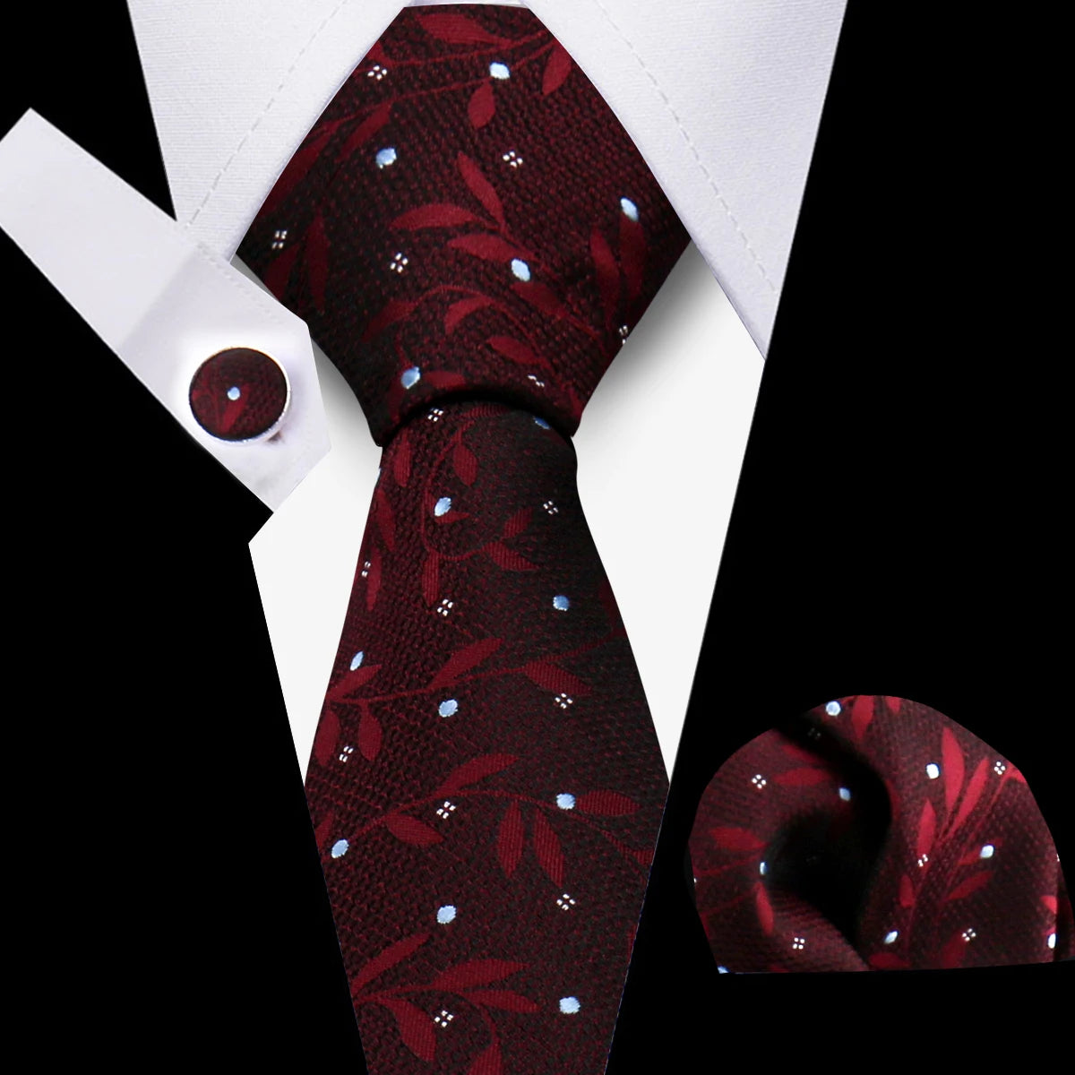 Tie For Men Classic Plaid Handkerchiefs Red Necktie Cufflinks For Men Blouse Business Wedding Accessories Women Collar Man Gift