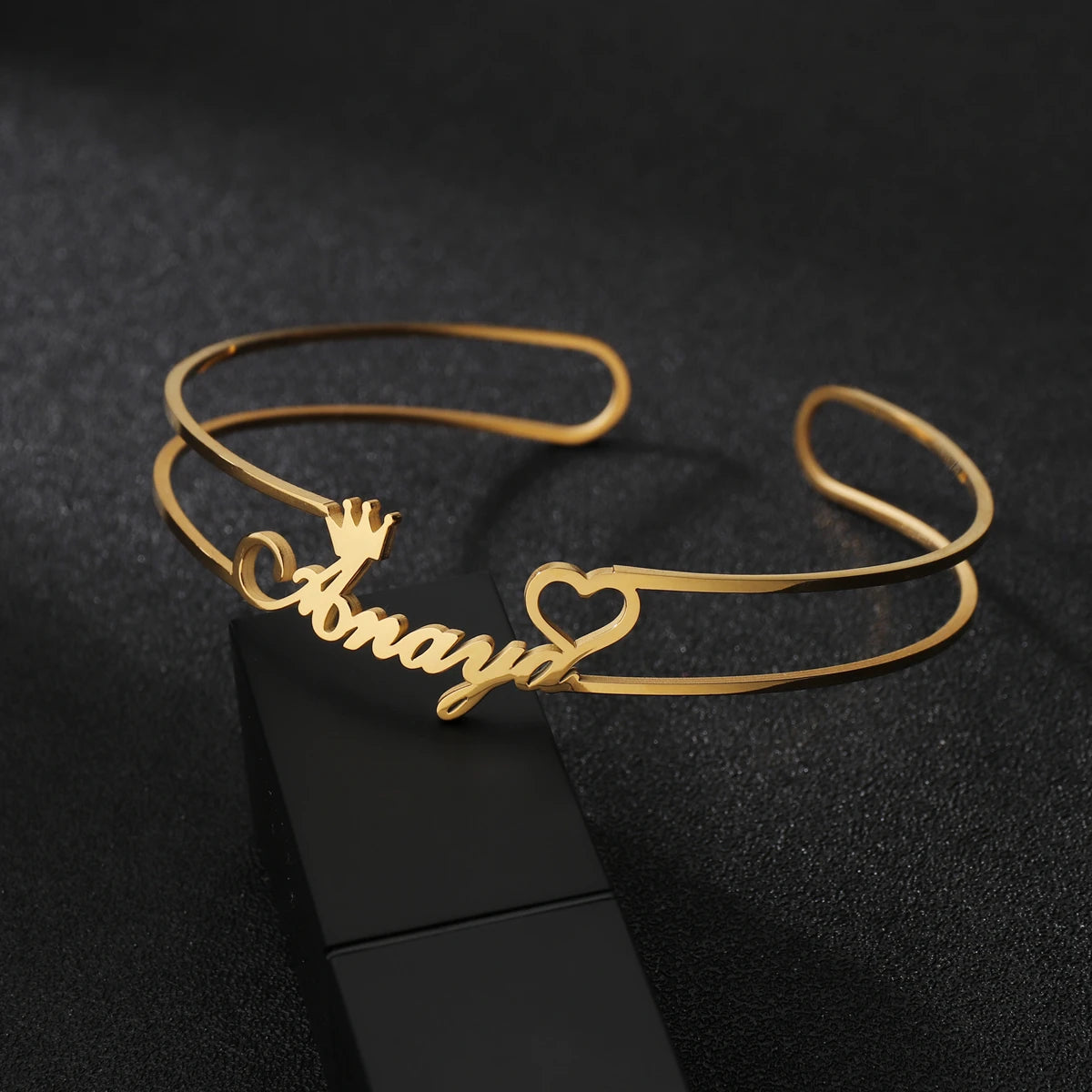 New Stainless Steel Customized Bangle Personalized Nameplate Letter Heart Bracelet For Women Girl Jewelry Wedding Gift