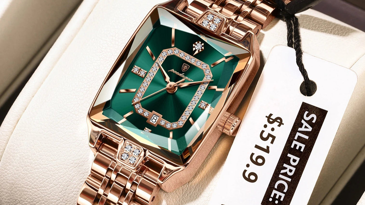 Top Elegant Women Wristwatch Waterproof Date Ladies Watch Stainless Steel Rectangle Quartz Women's Watches Female Reloj