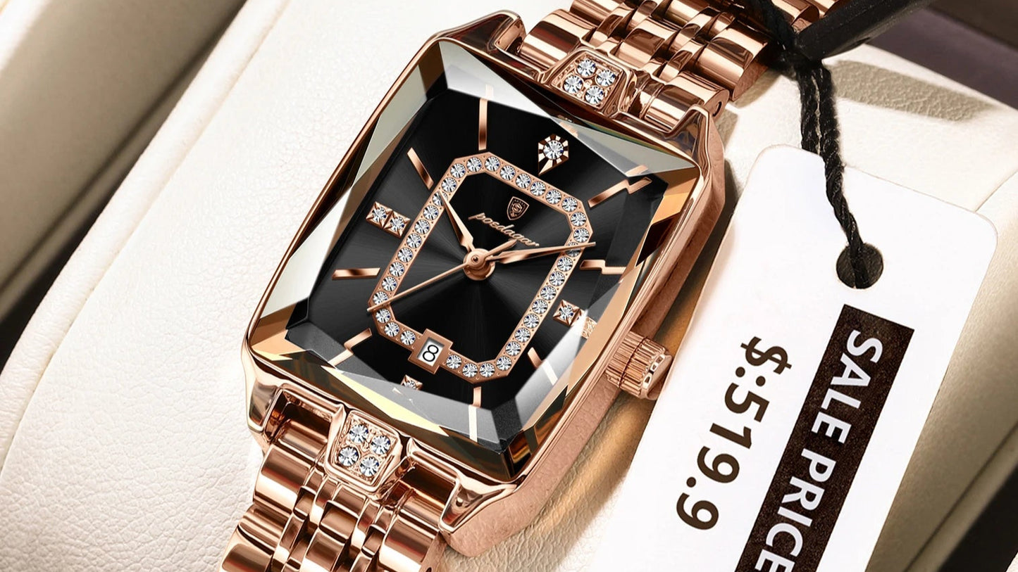 Top Elegant Women Wristwatch Waterproof Date Ladies Watch Stainless Steel Rectangle Quartz Women's Watches Female Reloj