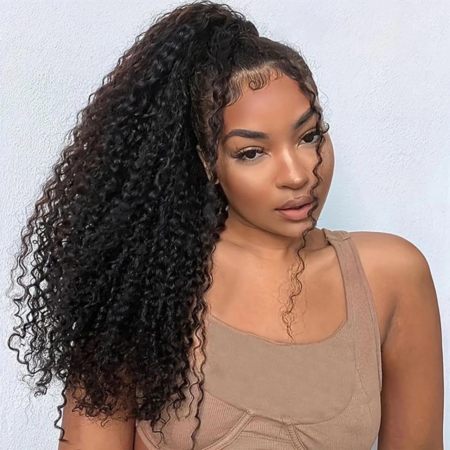 Ponytail Human Long Straight Hair Wrap Around Remy Hair Extensions Brazilian Hair Extensions Clip Ins Natural Color Hairpiece