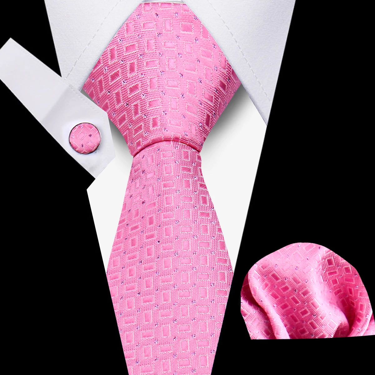 Tie For Men Classic Plaid Handkerchiefs Red Necktie Cufflinks For Men Blouse Business Wedding Accessories Women Collar Man Gift