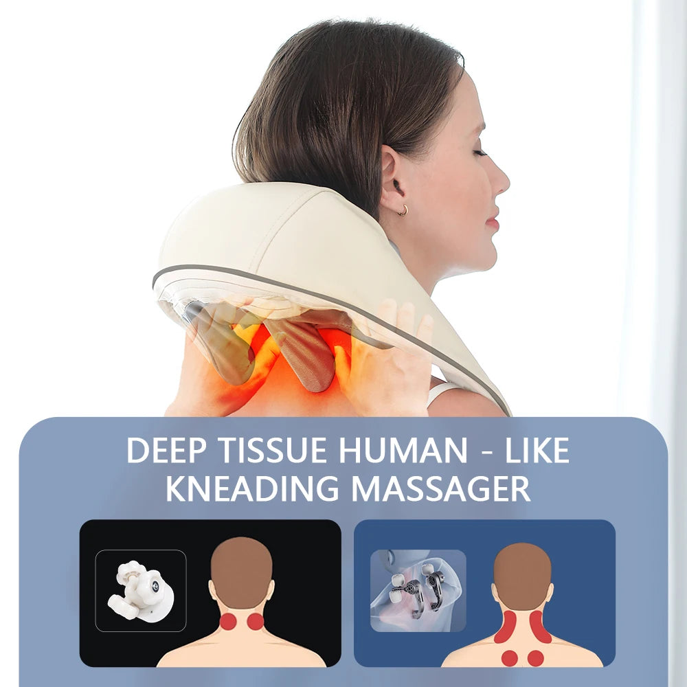26W Brushless Motor Neck And Shoulder Massager Wireless Shoulder And Back Kneading Massage Shawl Neck