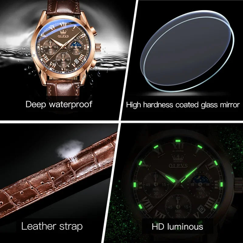 2871 Multifunctional Men's Watches Stainless steel Luminous Waterproof Luxury Men Wristwatch Business Watch Man