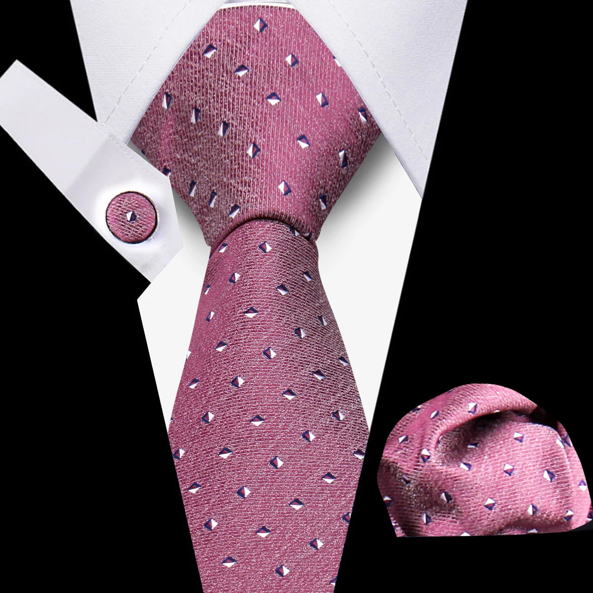 Tie For Men Classic Plaid Handkerchiefs Red Necktie Cufflinks For Men Blouse Business Wedding Accessories Women Collar Man Gift