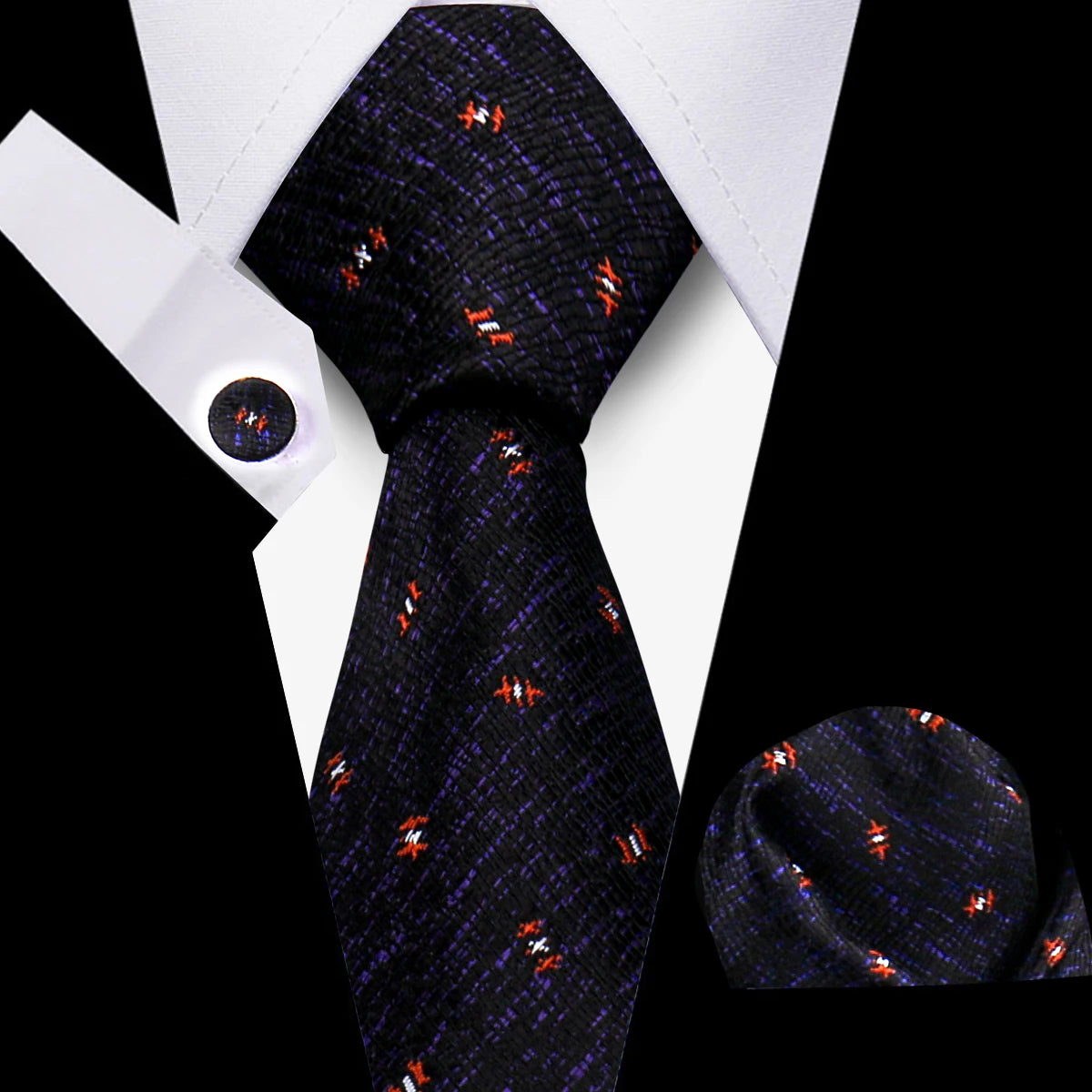 Tie For Men Classic Plaid Handkerchiefs Red Necktie Cufflinks For Men Blouse Business Wedding Accessories Women Collar Man Gift