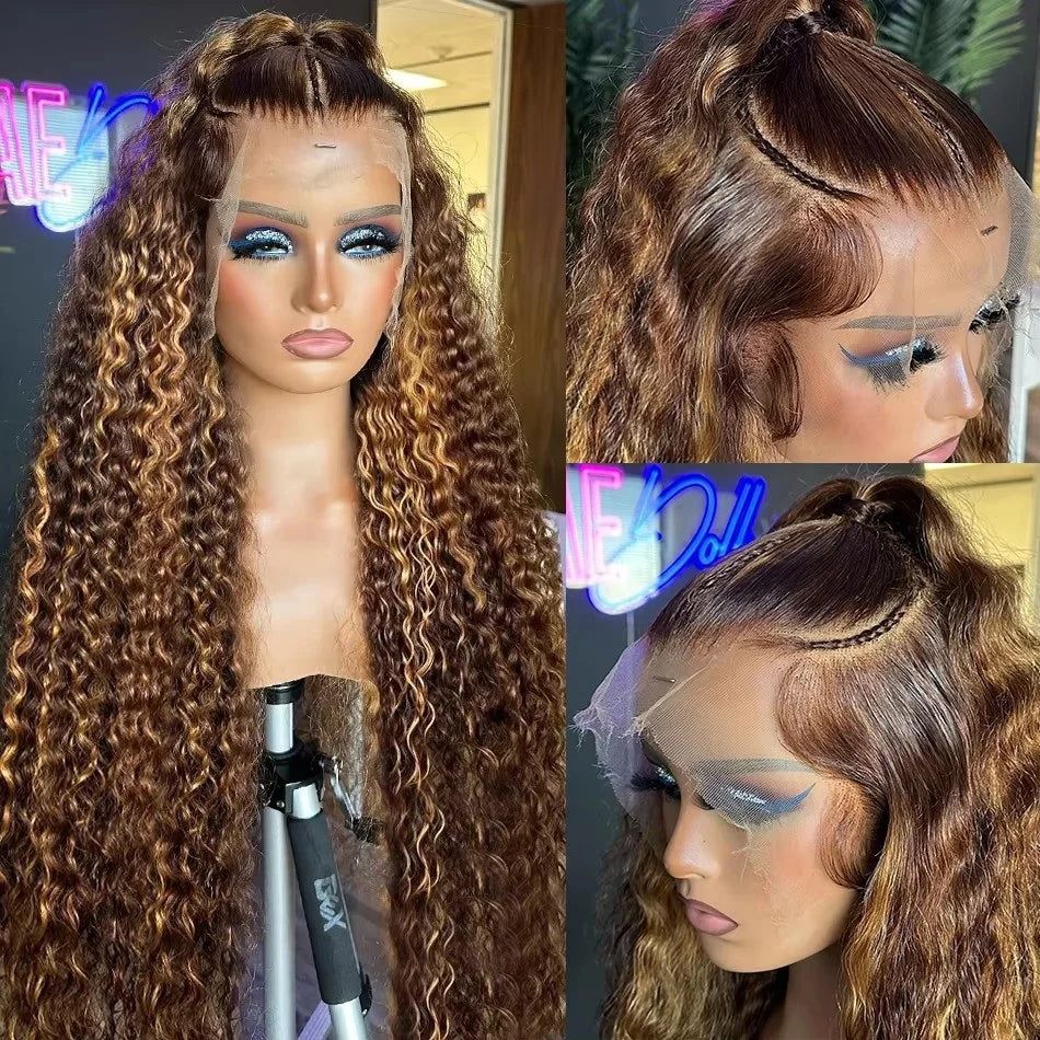 13x4 Highlight Wig Human Hair 13x6 Hd Lace Frontal Wig 40 Inch Curly Wigs Deep Wave Lace Front Wig Pre Plucked With Baby Hair
