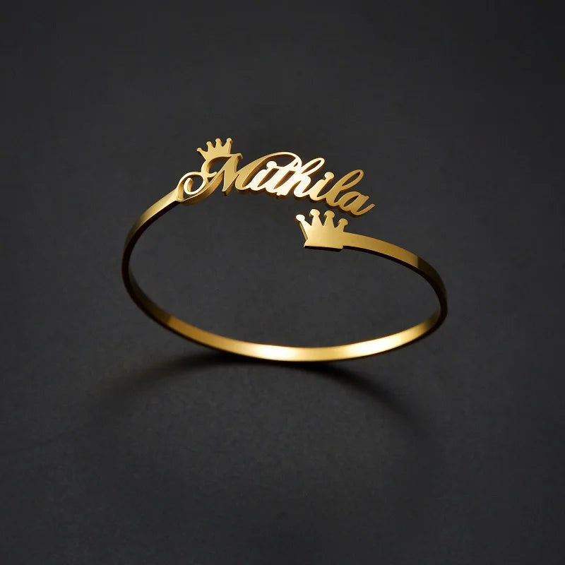 New Stainless Steel Customized Bangle Personalized Nameplate Letter Heart Bracelet For Women Girl Jewelry Wedding Gift