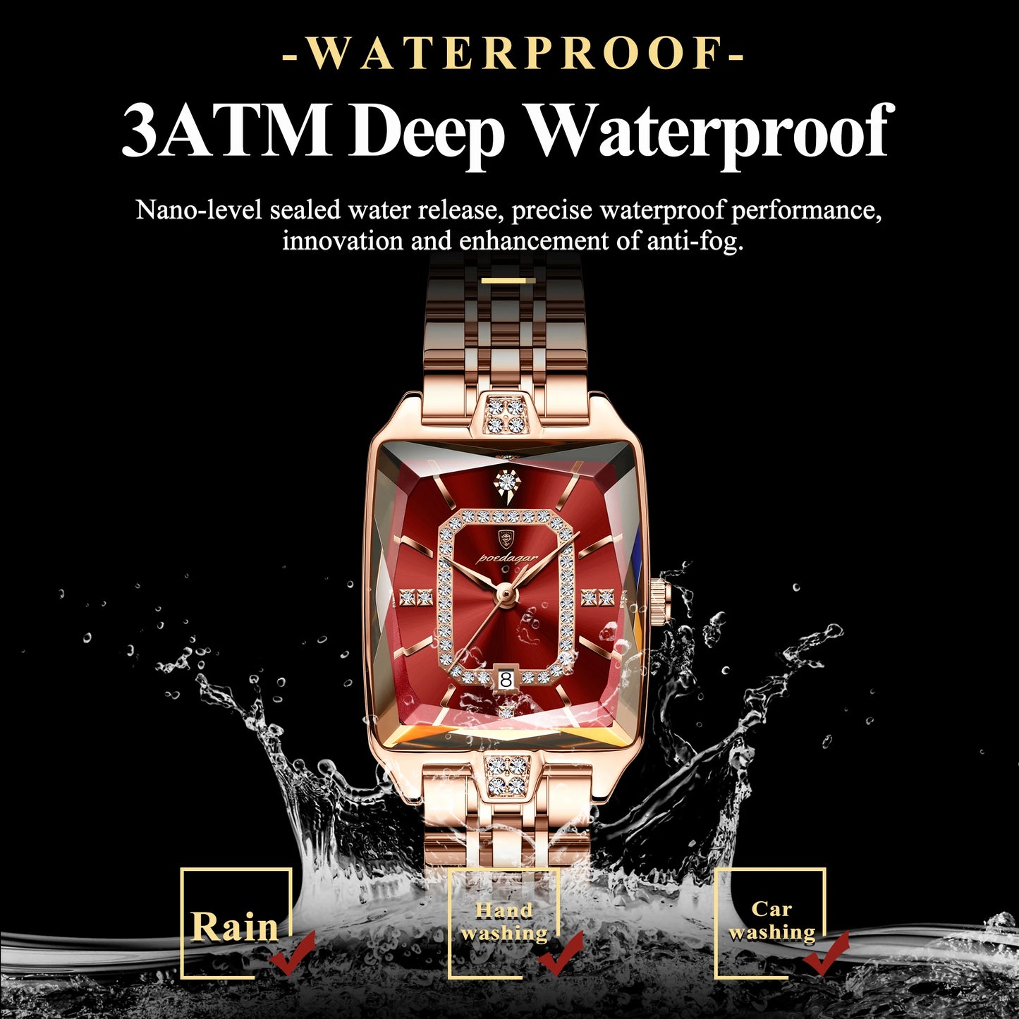 Top Elegant Women Wristwatch Waterproof Date Ladies Watch Stainless Steel Rectangle Quartz Women's Watches Female Reloj