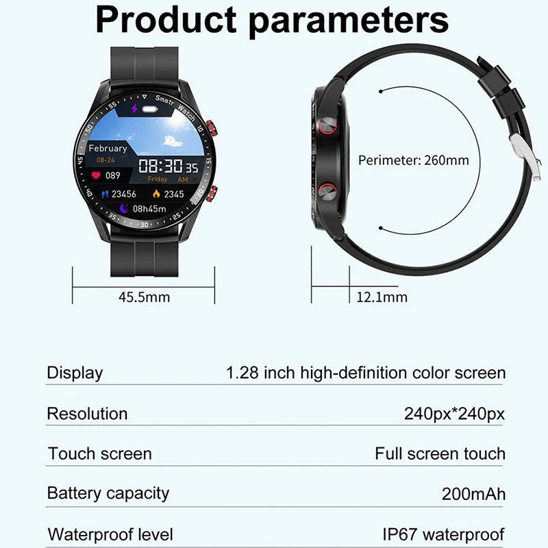 MyAn ECG+PPG Bluetooth Call Smart Watch Men Laser Health Blood Pressure Fitnes Sports Watches Man Sports Waterproof Smartwatch +Box