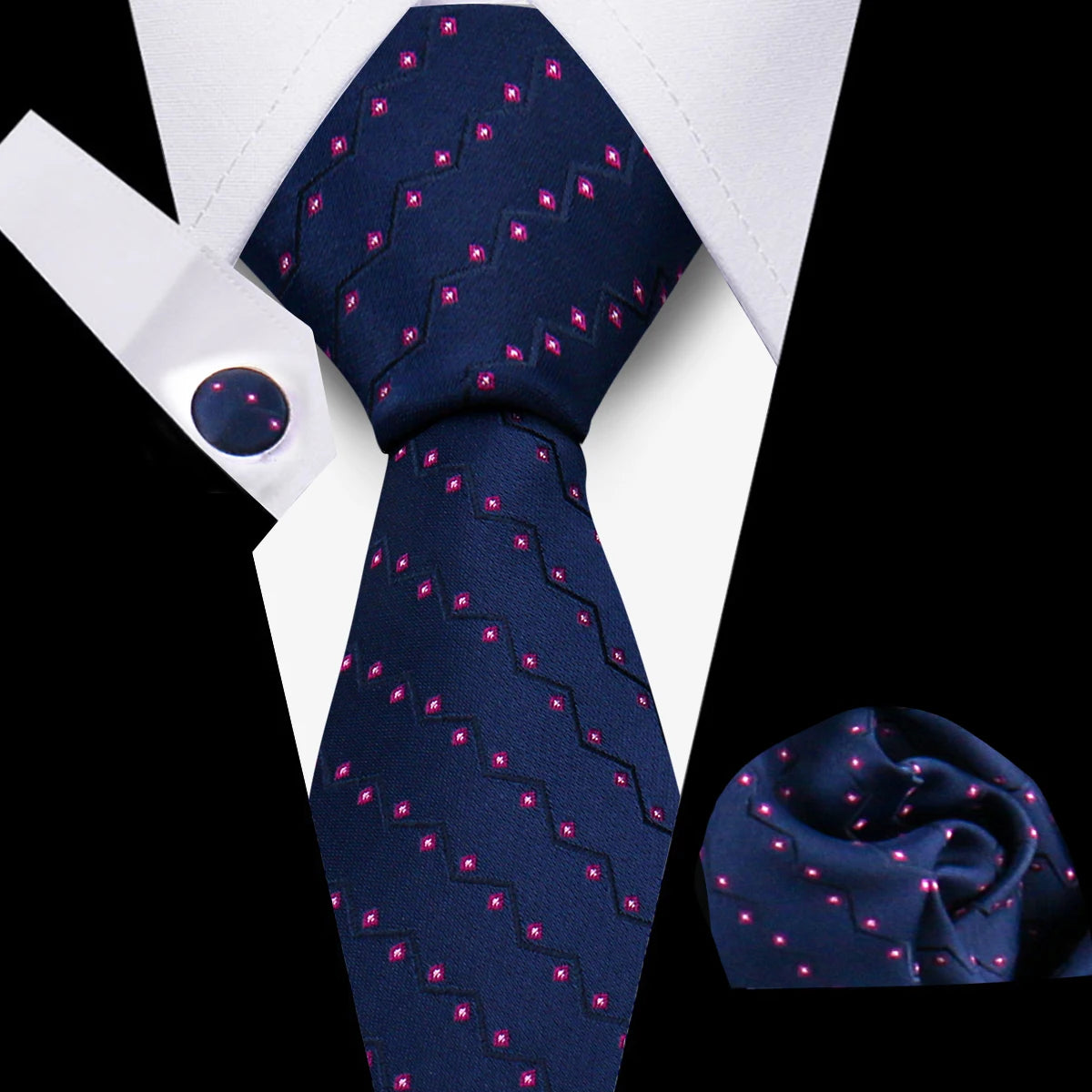 Tie For Men Classic Plaid Handkerchiefs Red Necktie Cufflinks For Men Blouse Business Wedding Accessories Women Collar Man Gift