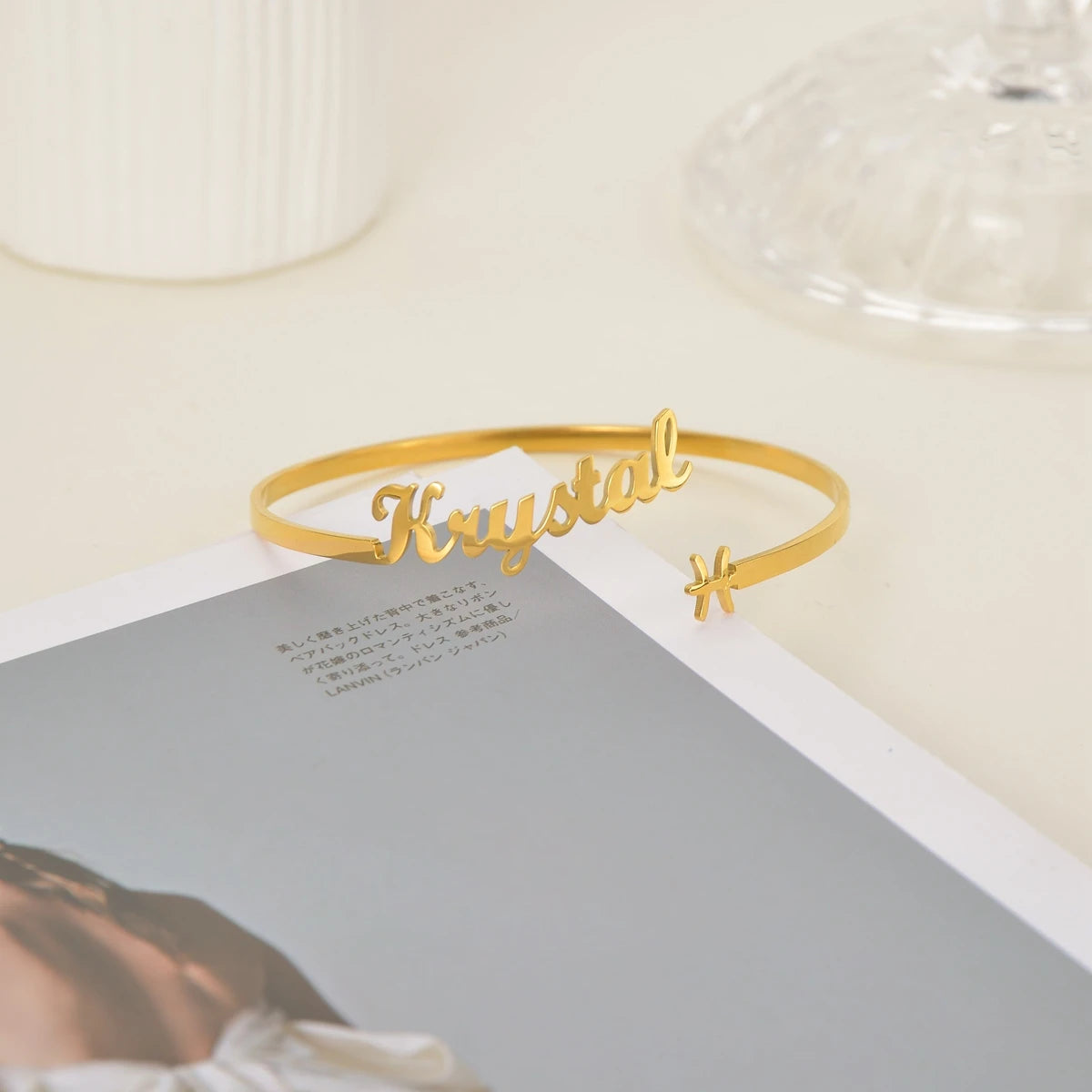 New Stainless Steel Customized Bangle Personalized Nameplate Letter Heart Bracelet For Women Girl Jewelry Wedding Gift