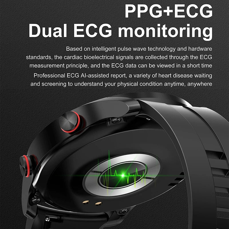 MyAn ECG+PPG Bluetooth Call Smart Watch Men Laser Health Blood Pressure Fitnes Sports Watches Man Sports Waterproof Smartwatch +Box