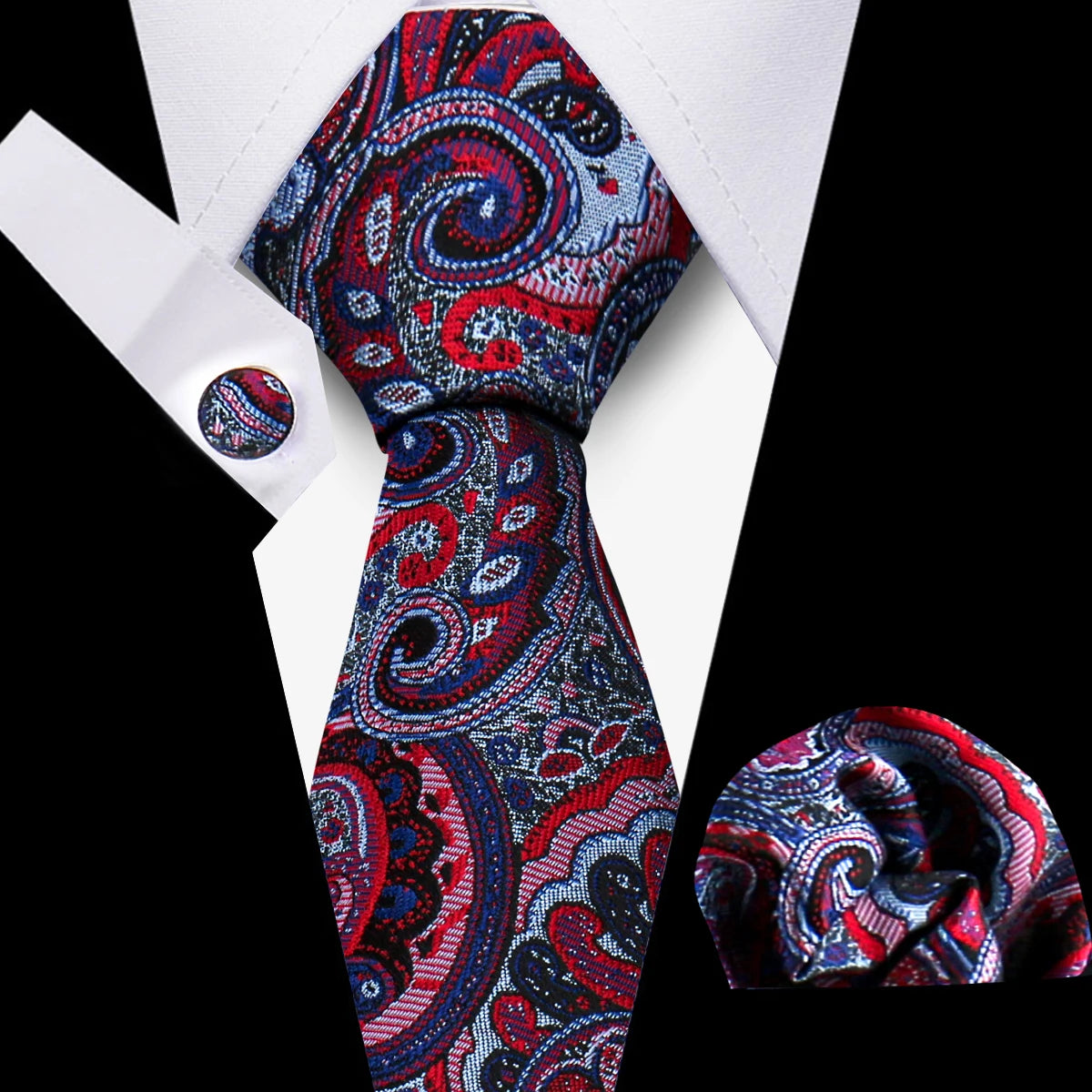 Tie For Men Classic Plaid Handkerchiefs Red Necktie Cufflinks For Men Blouse Business Wedding Accessories Women Collar Man Gift