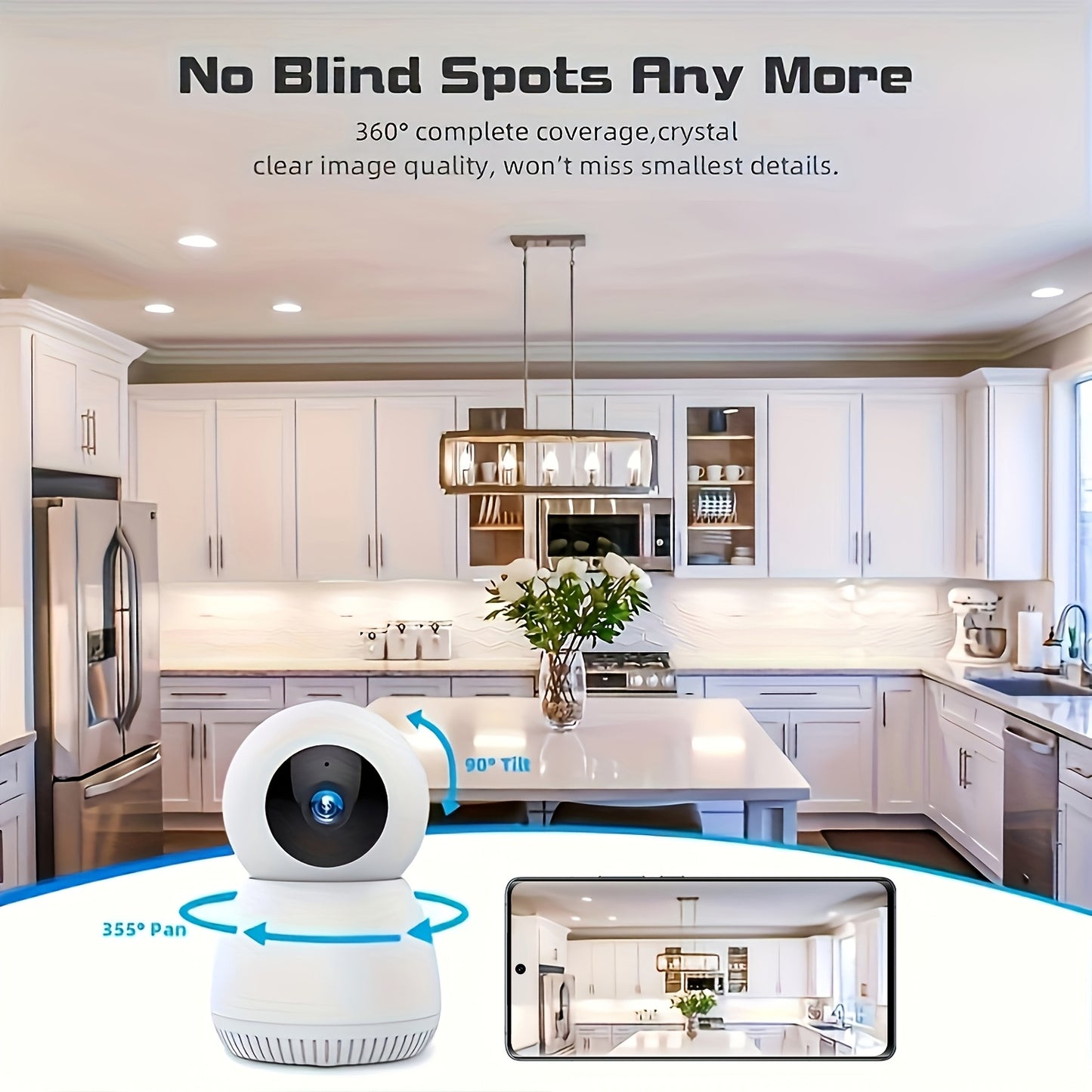 Security Camera Indoor Baby Monitor Pet Camera 360 Degree for Home Security Wireless, Dog Camera with 5/2.4 GHz WiFi, Two Way Audio Video Speaker, Smart Motion Tracking, Panoramic IR Night Vision, Compatible with Alexa And Ph