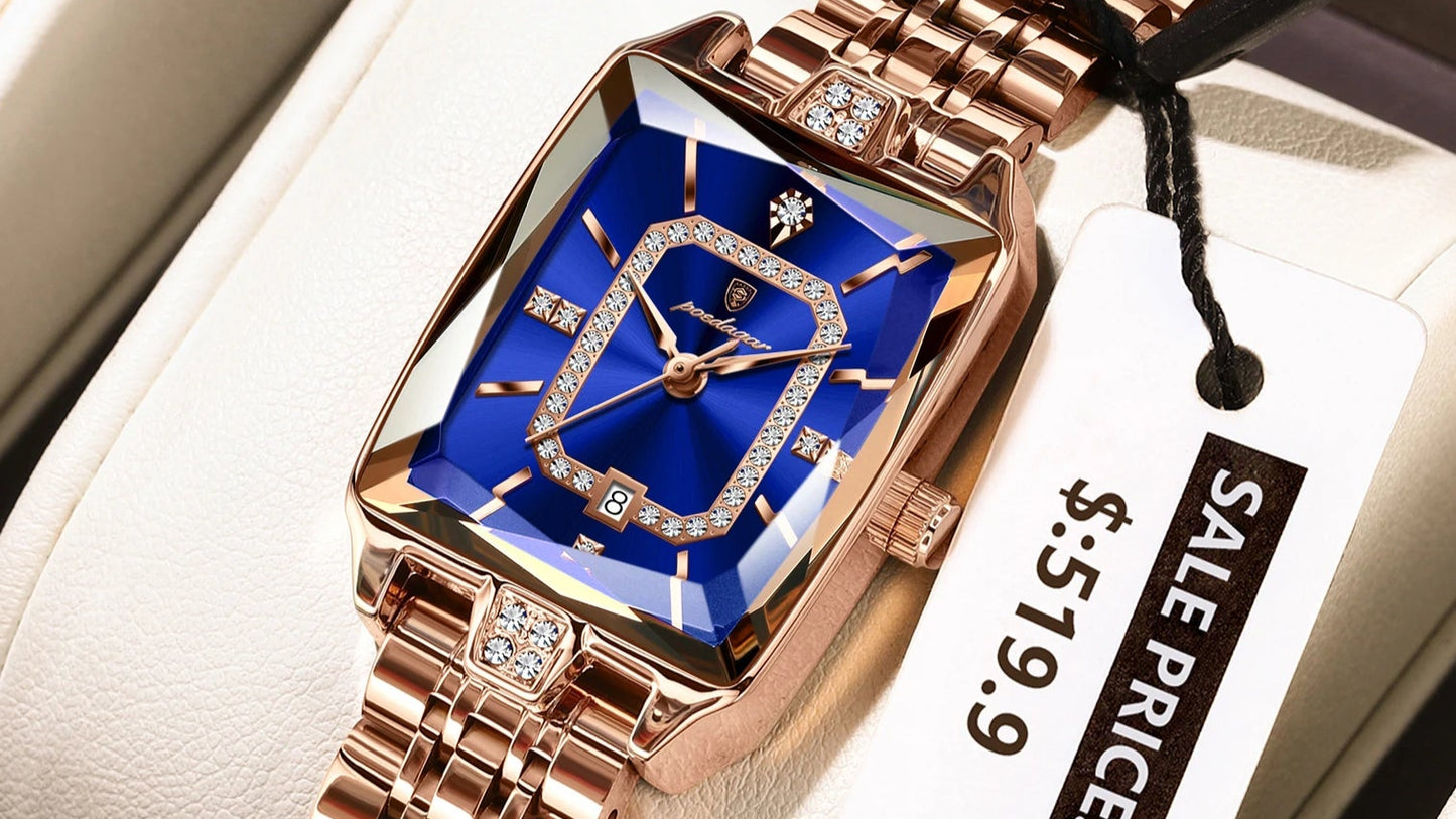 Top Elegant Women Wristwatch Waterproof Date Ladies Watch Stainless Steel Rectangle Quartz Women's Watches Female Reloj