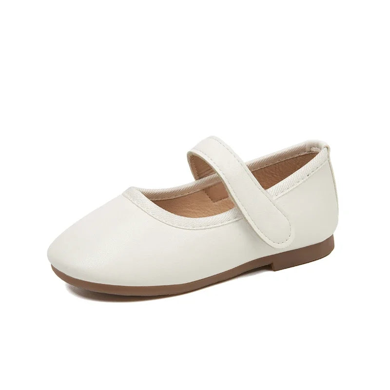 Little Girl's Mary Janes Soft Leather Plain Design Autumn Children Princess Shoes Light Round Toe Daily 21-30 Toddler Kids Flats