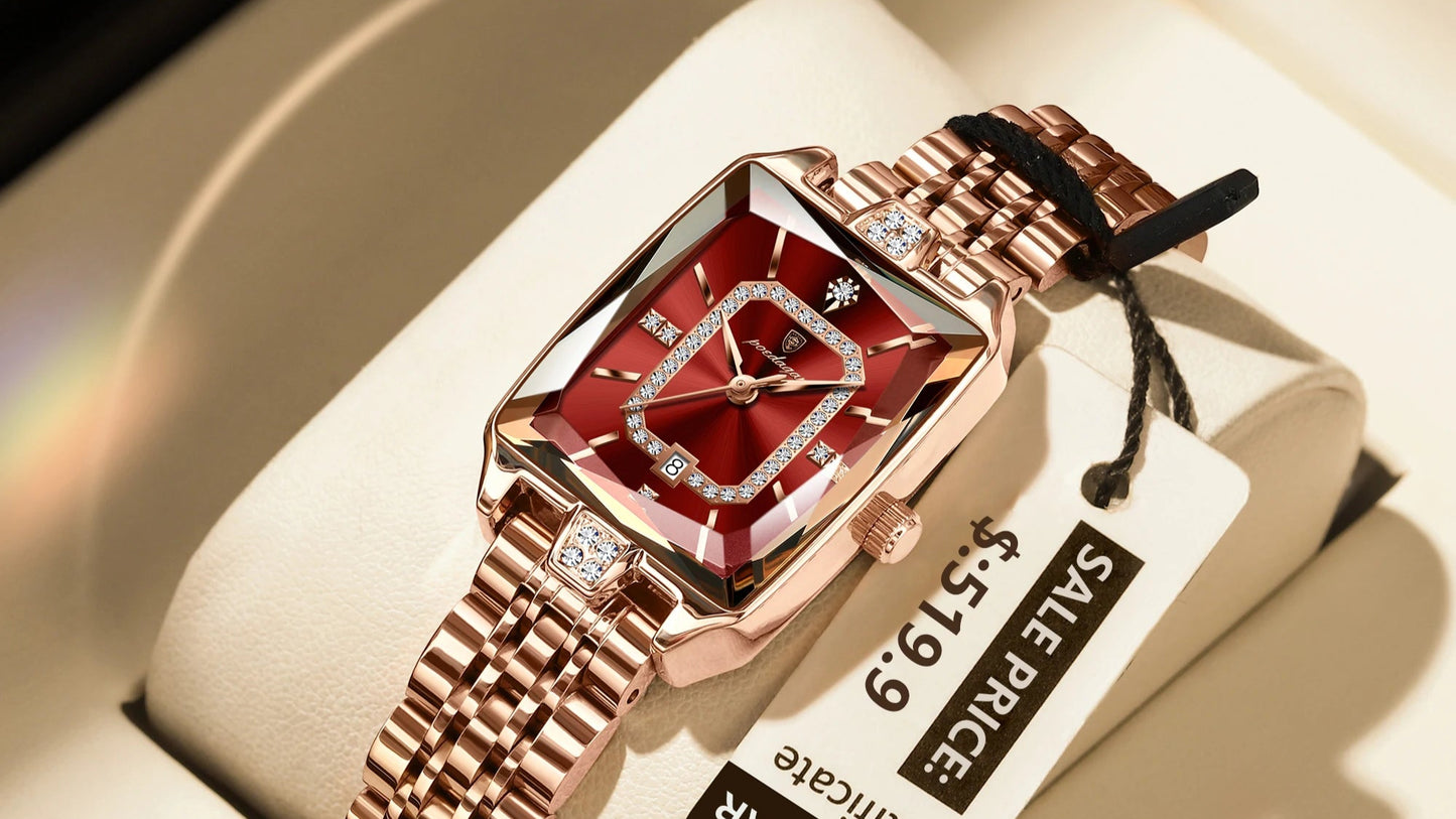 Top Elegant Women Wristwatch Waterproof Date Ladies Watch Stainless Steel Rectangle Quartz Women's Watches Female Reloj