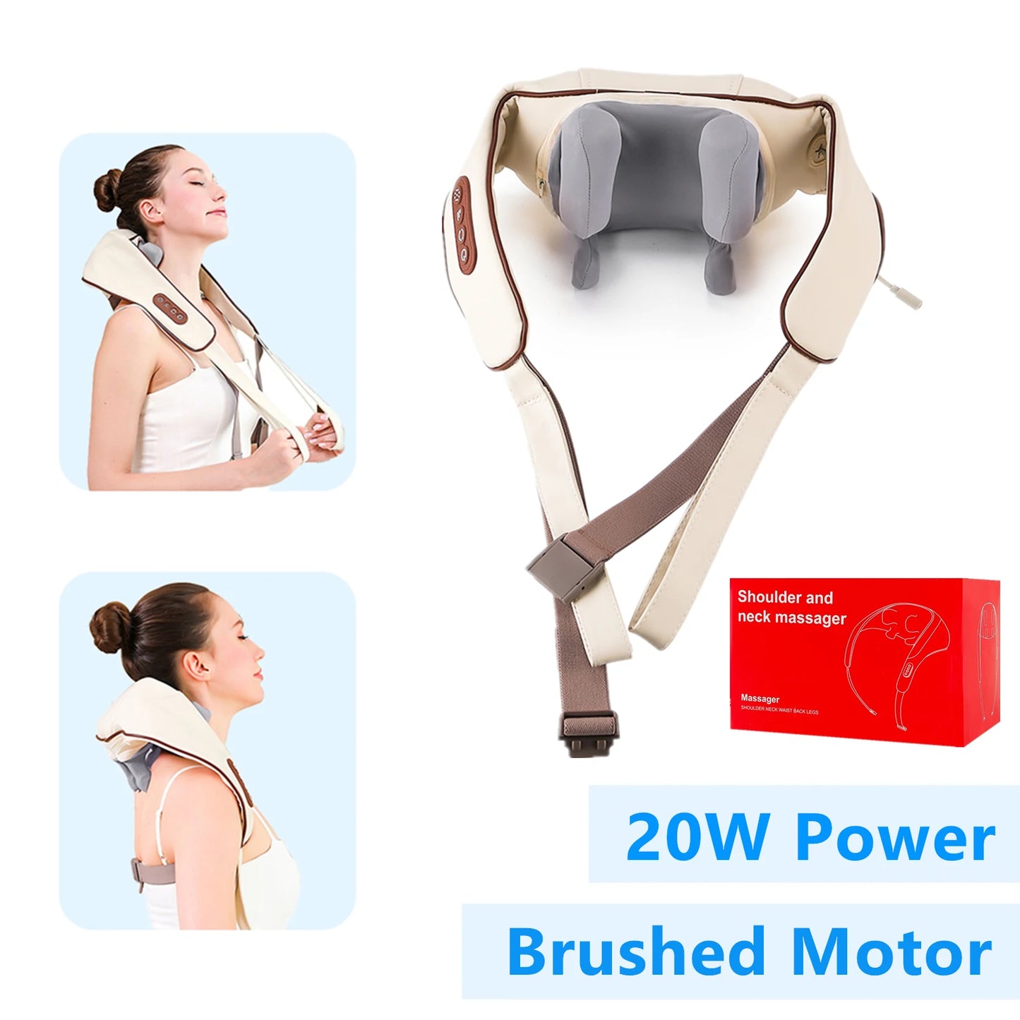 26W Brushless Motor Neck And Shoulder Massager Wireless Shoulder And Back Kneading Massage Shawl Neck