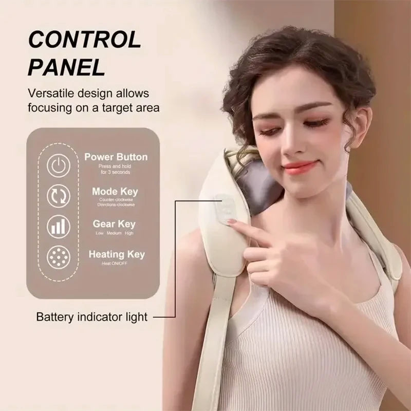 My Annes Wireless Neck Massager With Hot Compress Neck And Back Shoulder Shiatsu Kneading Massage Shawl Neck Cervical Relaxing Trapezius