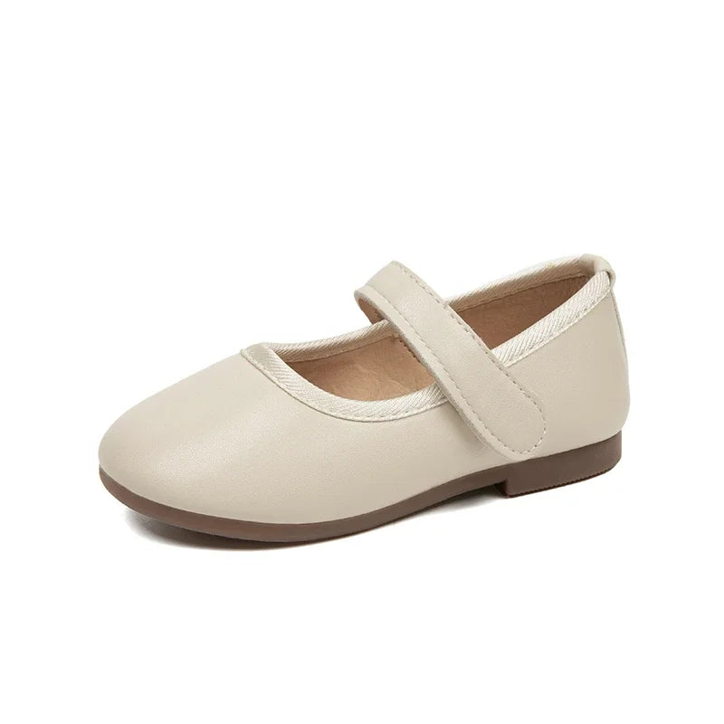 Little Girl's Mary Janes Soft Leather Plain Design Autumn Children Princess Shoes Light Round Toe Daily 21-30 Toddler Kids Flats
