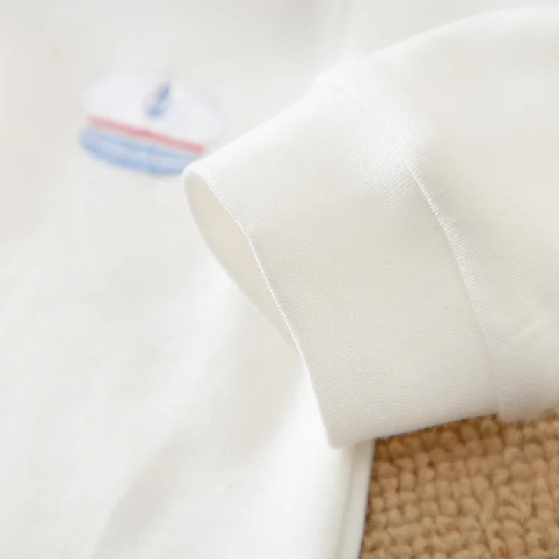 Spring and Autumn Boys' Cute Solid Gentleman Cotton Comfortable Casual Long Sleeve Baby Bodysuit 0-18 M